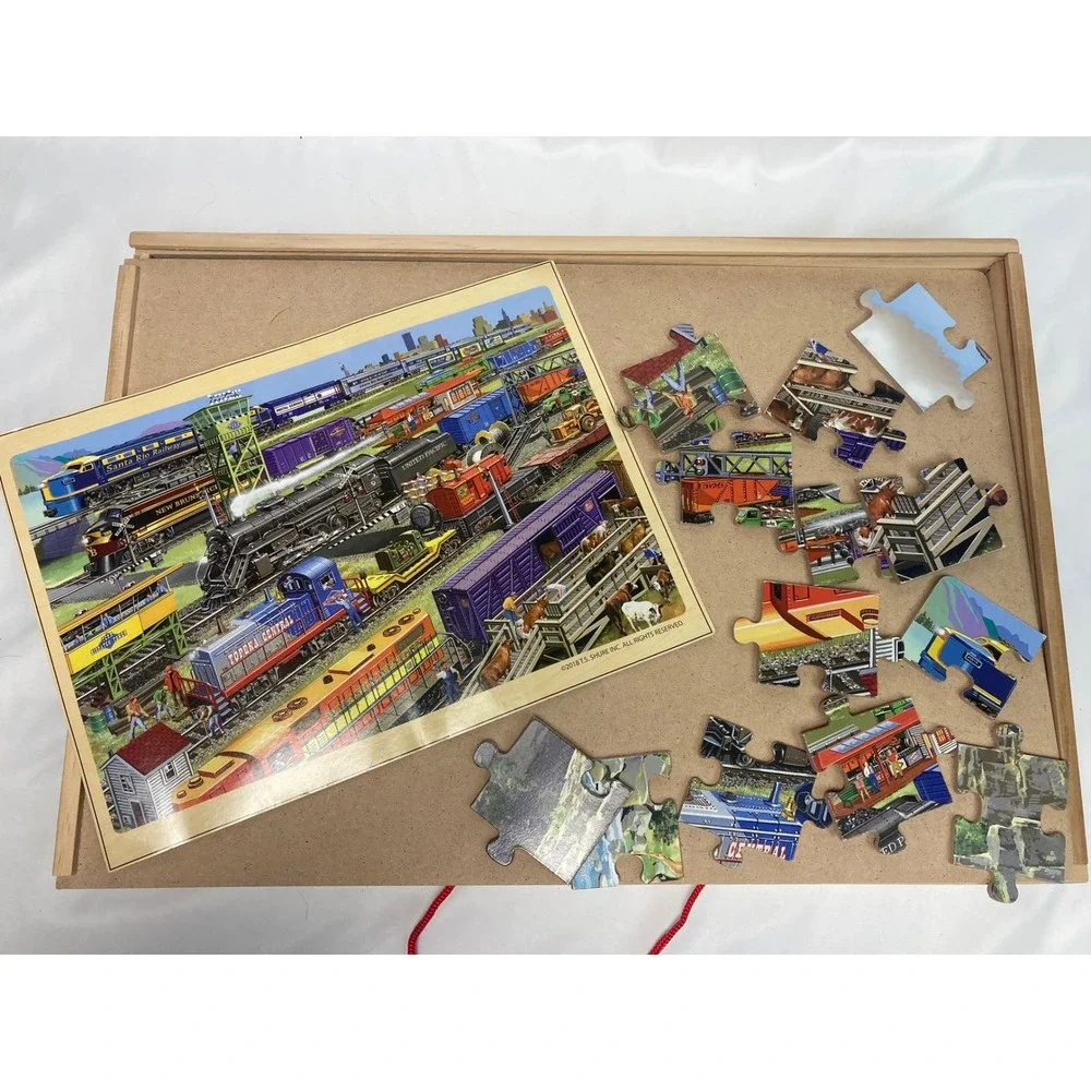 T.S. Shure Wooden‎ Tray Puzzle – 100 Pieces Trains w/ Poster – 2018 Complete